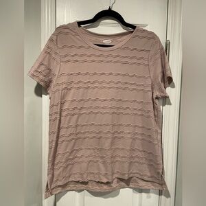 Old Navy Pink Mauve Textured Wave Stripe Short Sleeve Everywear Tee Shirt Size L
